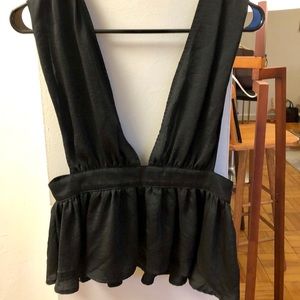 NWT Urban Outfitters slinky peplum black top
